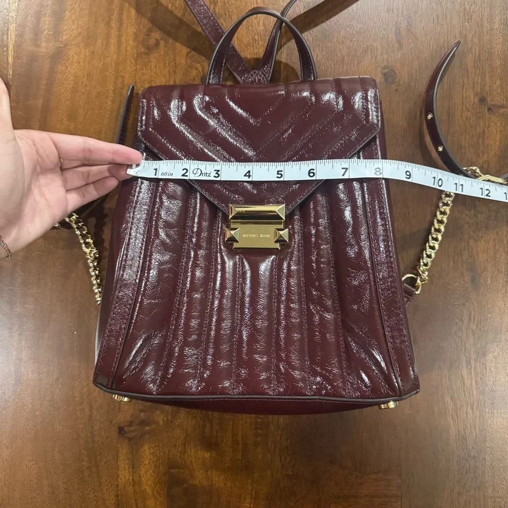 New! Michael Kors Whitney Leather Quilted Backpack in Oxblood Fall‎